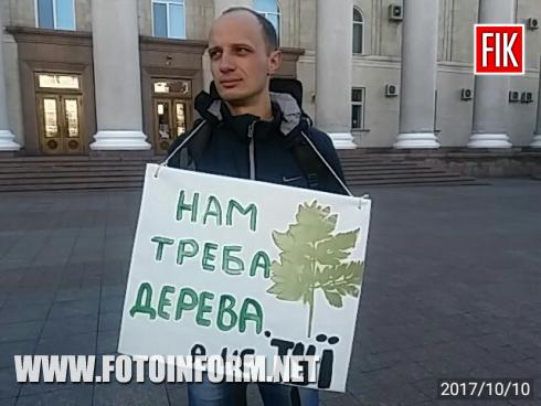 Громадські активісти прийшли до Кіровоградської міськради, щоб привернути увагу до дозволу, який міська рада дає на вирубку 30 дерев біля «Пам’ятника Сівалці»