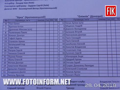 У Кропивницькому незабаром розпочнеться матч 29-го туру Чемпіонату УПЛ між кропивницьким ФК «Зірка» та ФК «Олімпік» (Донецьк).